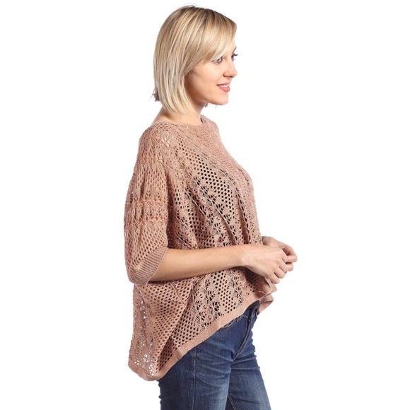 Crochet Knit Cropped Top Dusty Rose - Picture 2 of 7